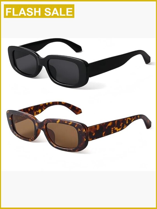 Vintage Rectangle Narrow Square Frame Sunglasses UV400 Protection Retro Driving main image 7